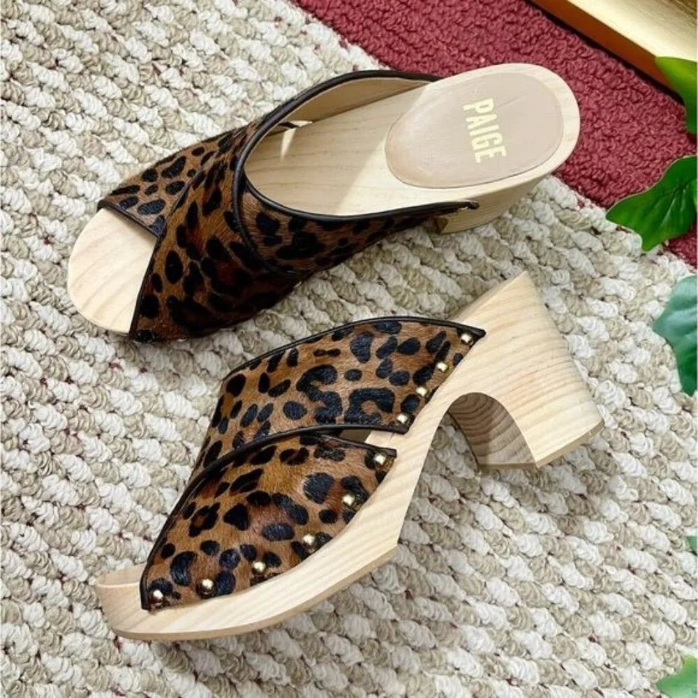 PAIGE Jules‎ Crisscross Platform Sandals in Leopard Print 6.5